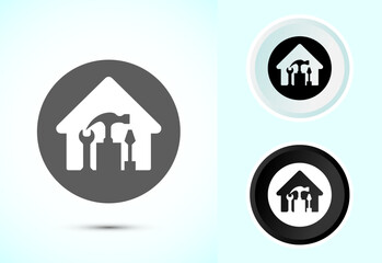 House repair icon design illustration. Home remodeling, repair or maintenance sign