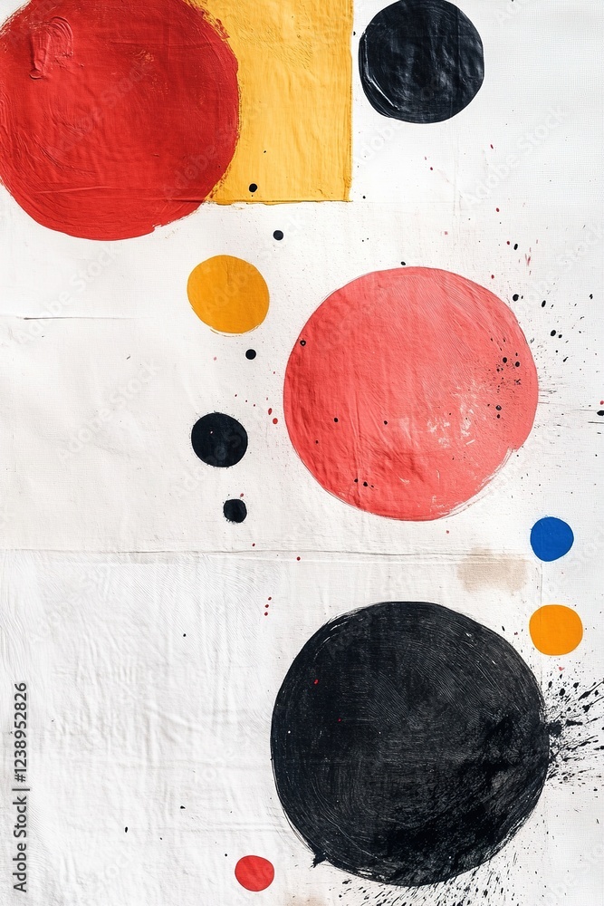 Poster colorful shapes including bold circles, squares, and splashes create an engaging backdrop, leaving a