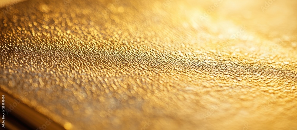 Poster golden textured surface with a shimmering appearance and reflective light elements. copy space avail