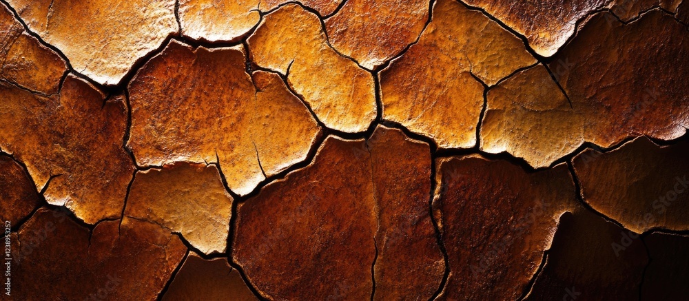 Poster dried cracked earth texture with warm brown tones and intricate patterns suitable for backgrounds an