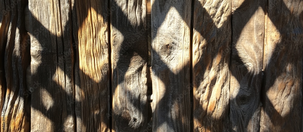 Aufkleber textured wooden surface with shadows creating geometric patterns and natural hues, suitable for back