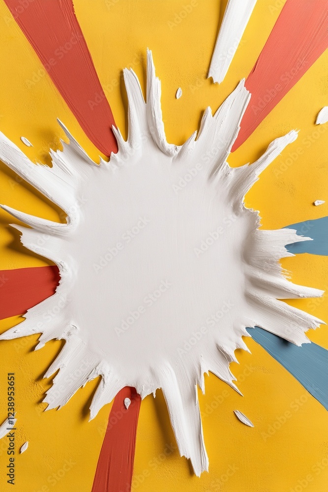 Poster this vibrant backdrop features bold rays radiating in yellow and red, creating an eye-catching space
