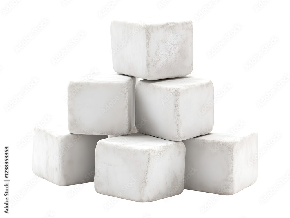 Aufkleber stack of six white cube shapes creating a visually appealing pyramid-like arrangement, isolated on t