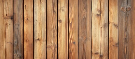 Fototapeta premium Wooden planks wall texture in varying shades of brown with natural grain patterns suitable for backgrounds or design elements Copy Space