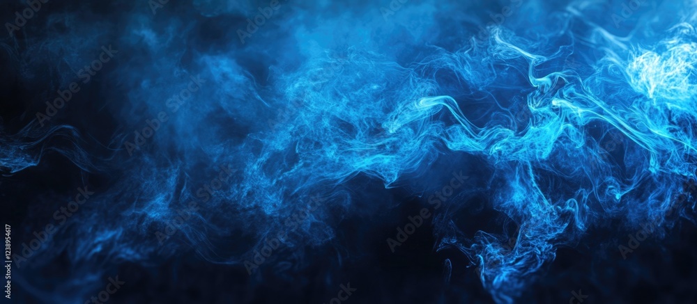 Aufkleber blue smoke or fog on dark background with abstract patterns and copy space