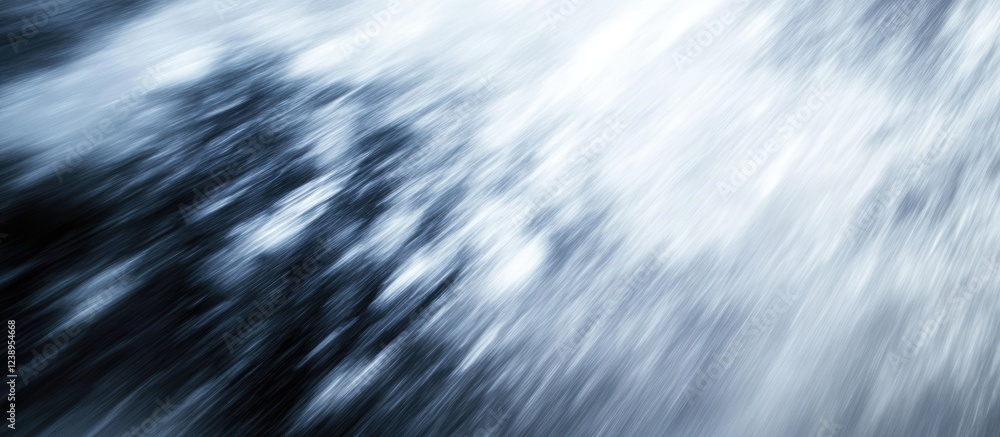 Poster abstract motion blurred image of flowing water with a dynamic texture and a cool color palette, suit