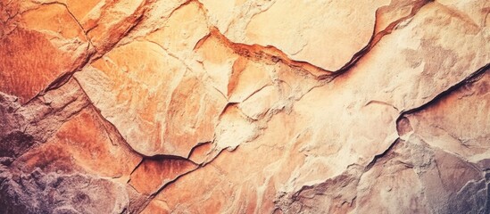 Naklejka premium Textured surface of aged rock with warm earthy tones and cracks suitable for backgrounds or natural themes Copy Space