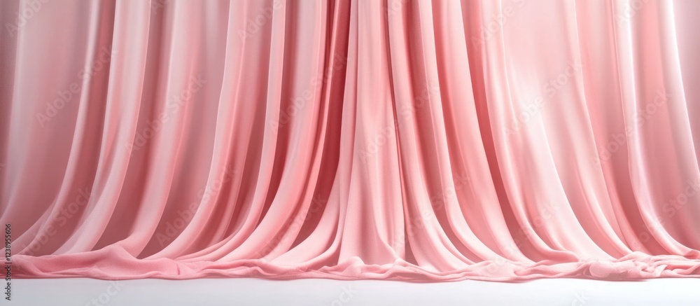 Poster pink satin fabric backdrop with flowing drapes and smooth texture ideal for photography and design p