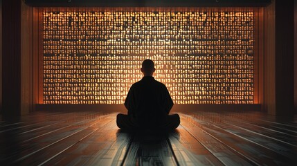 Mystical Meditation Surrounded By Glowing Lights