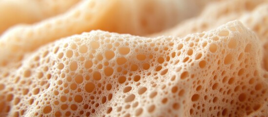 Close-up of natural sponge texture with porous surface and light color tones suitable for background or abstract designs Copy Space