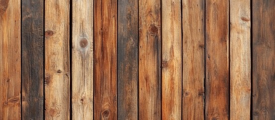 Textured background of weathered wooden planks in various shades of brown and gray with natural knots and grain patterns Copy Space