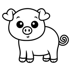 Cute Piglet Pet. Vector Animal Illustration