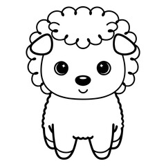 Cute Cartoon Lamb. Vector Animal Illustration