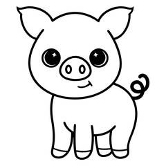 Cute Piglet Pet. Vector Animal Illustration
