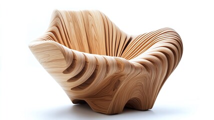 Elegant curved wooden chair design.