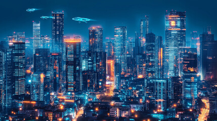 Obraz premium Futuristic Metaverse Skyline