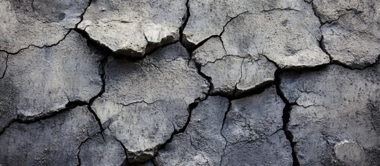 Fototapeta premium Cracked gray concrete wall with textured surface details and uneven patterns suitable for background use