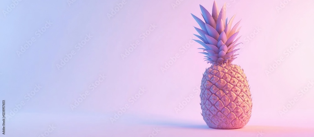 Aufkleber pineapple on pastel background with soft lighting and color gradient copy space