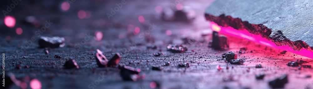 Poster a dark abstract backdrop features glitch-like red and pink neon lines interwoven with scattered frag