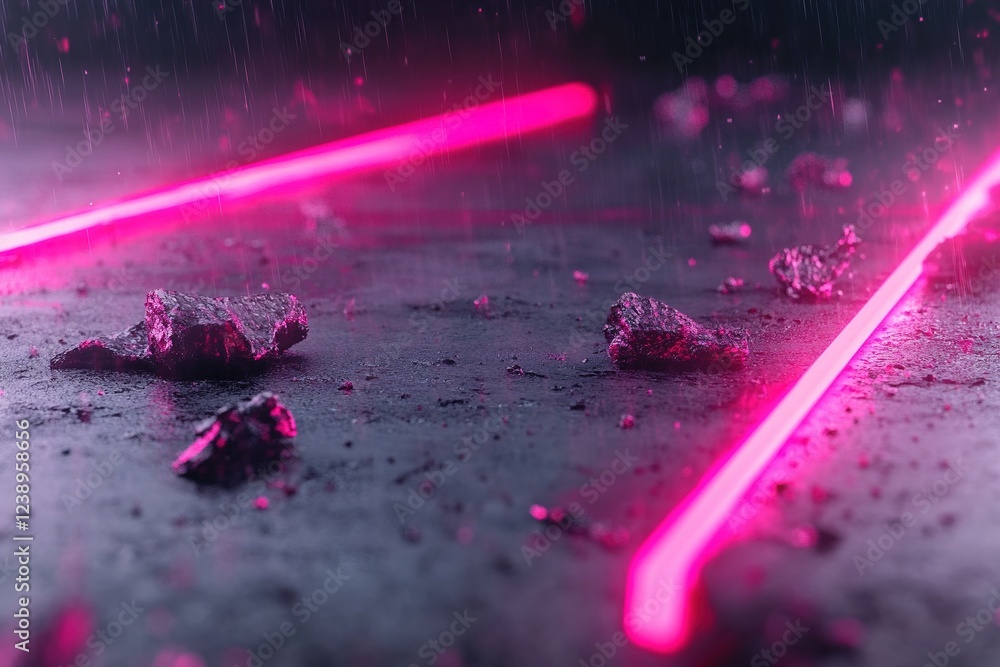 Aufkleber glitch-like red and pink neon lines converge in a dark abstract setting, creating a striking visual 