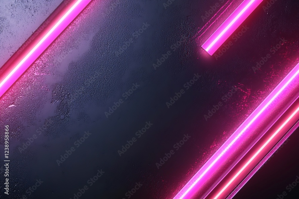 Aufkleber the background showcases dark abstract textures illuminated by glitch-like red and pink neon lines. 