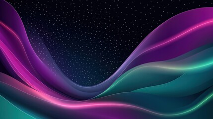 Abstract Cosmic Waves of Purple and Teal Hues