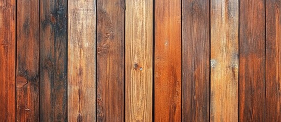 Naklejka premium Wooden Plank Wall Background with Various Shades of Brown and Texture Suitable for Text Overlay Copy Space