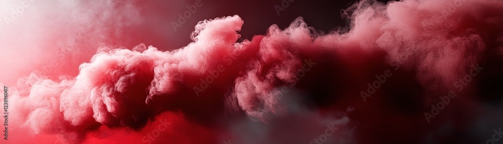 Wall mural Soft wisps of vibrant red and gold smoke swirl gracefully against a dark red backdrop, creating an ethereal and luxurious ambiance that captivates the viewer