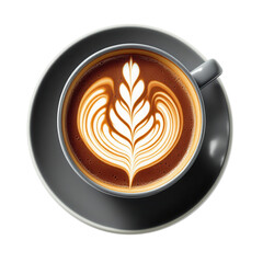 Cup of latte coffee on transparent background