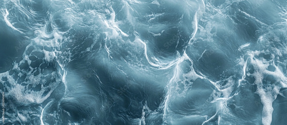 Poster abstract water surface background with waves and foam in shades of blue and teal ideal for texture o