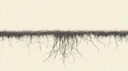 Exposed tree roots against beige background; nature, ecology, environmental design