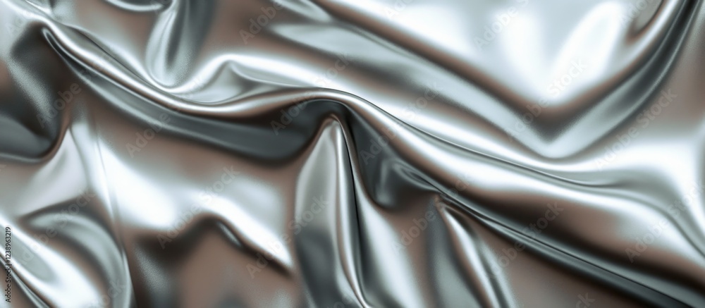 Poster silver satin fabric texture with soft folds and reflections suitable for backgrounds and design proj