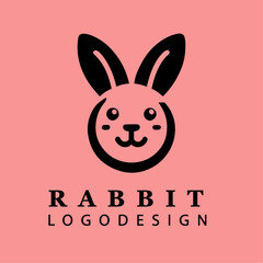 Cute Minimalist Rabbit Face Logo Design Vector for Branding, Emblems, Digital Artwork, and Unique Nature-Themed Graphics
