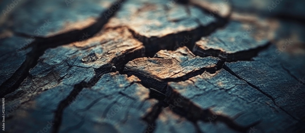 Poster detailed close-up of cracked and weathered wooden surface with visible texture and patterns suitable