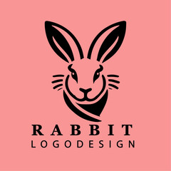 Cute Minimalist Rabbit Face Logo Design Vector for Branding, Emblems, Digital Artwork, and Unique Nature-Themed Graphics
