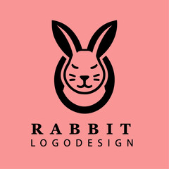 Cute Minimalist Rabbit Face Logo Design Vector for Branding, Emblems, Digital Artwork, and Unique Nature-Themed Graphics
