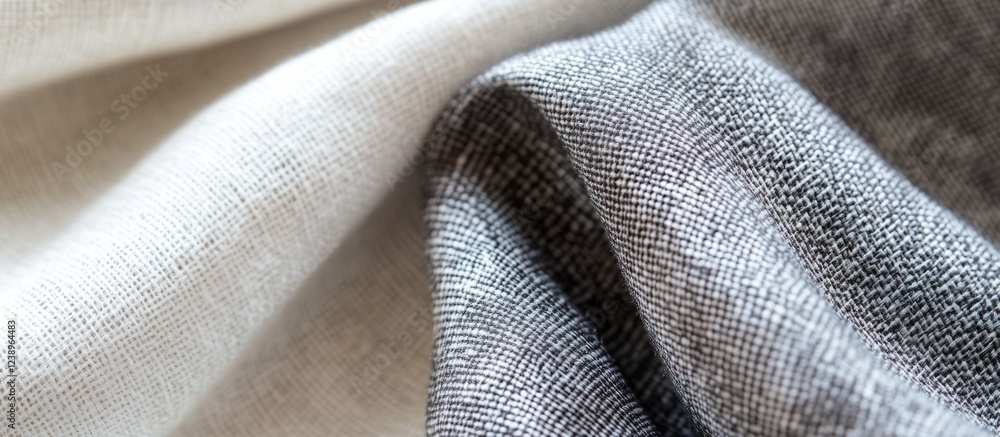 Poster textured fabric pattern in black and white tones with gentle folds and soft shadows ideal for backgr