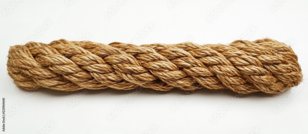 Poster natural jute rope on white background with texture detail and copy space for text placement