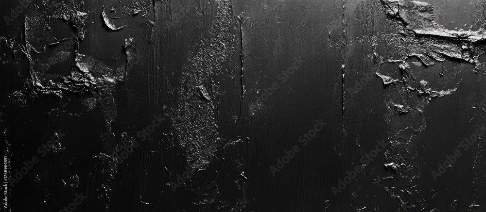 Poster Black textured wall with peeling paint and abstract patterns suitable for backgrounds or design elements Copy Space