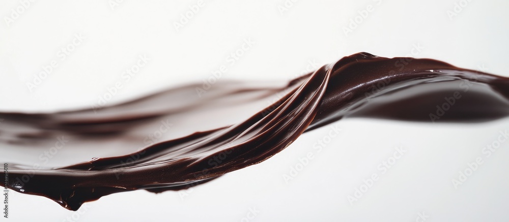 Leinwandbilder smooth flowing melted dark chocolate background with texture and curves on a white backdrop copy spa