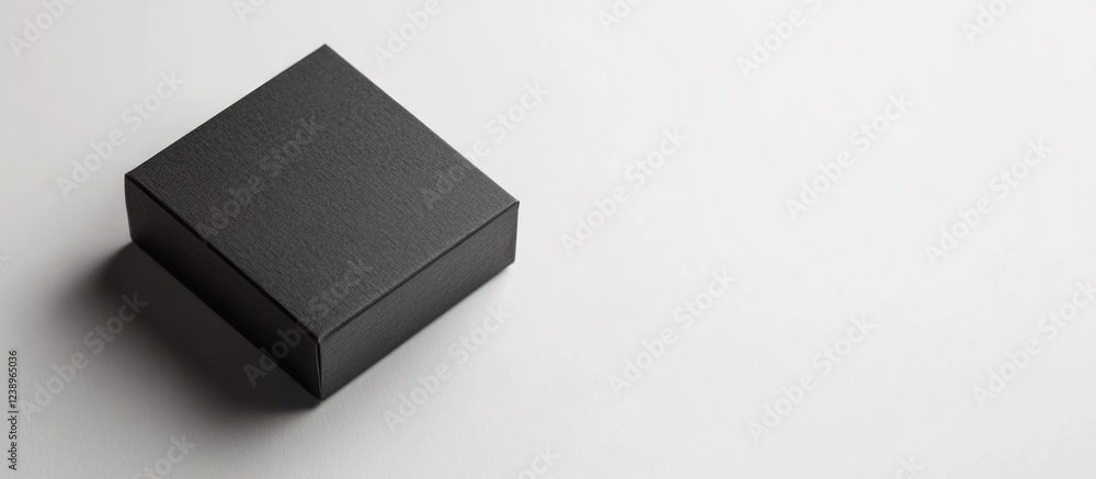 Poster Black textured gift box on a light background with ample copy space for text placement