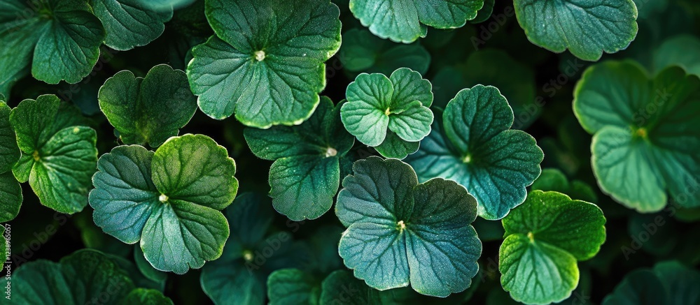 Poster green leaves background with varying sizes and shapes of foliage showcasing vibrant textures and nat