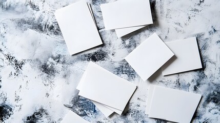 Creatively Scattered Business Cards on Textured Background