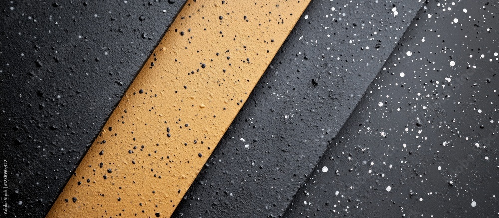 Aufkleber Textured concrete surface with yellow and black patterns and scattered white specks suitable for background use Copy Space