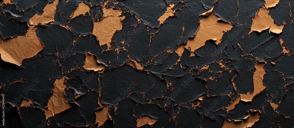 Poster Black and brown textured surface with peeling paint creating a distressed appearance suitable for various backgrounds and designs Copy Space