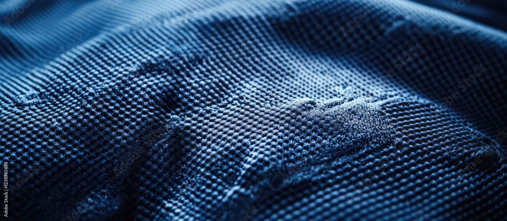 Aufkleber close-up texture of blue fabric with a rough pattern showcasing folds and worn areas suitable for te