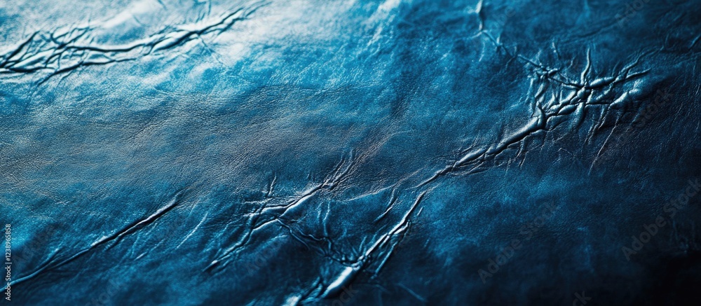 Poster Blue textured leather background with fine wrinkles and details suitable for design projects and product displays Copy Space