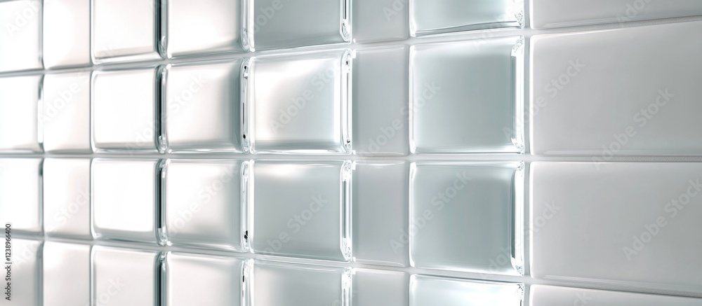 Poster glass block wall texture with a glossy surface and uniform arrangement suitable for modern interior 