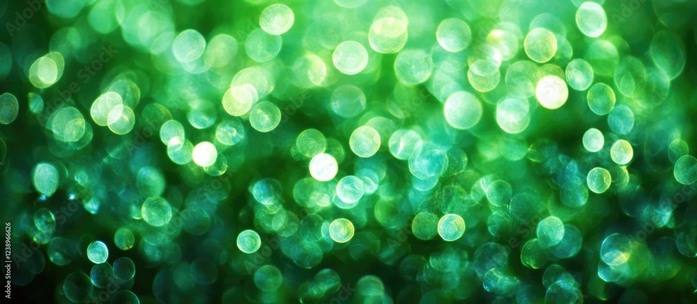 Poster green bokeh abstract background with circular light reflections and copy space