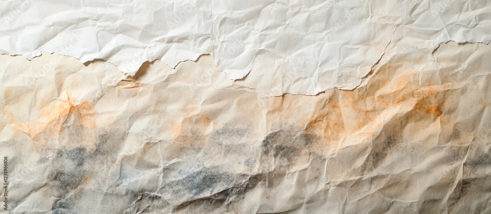 Poster crumpled textured paper background with earthy tones and gradients showing creases and stains for gr